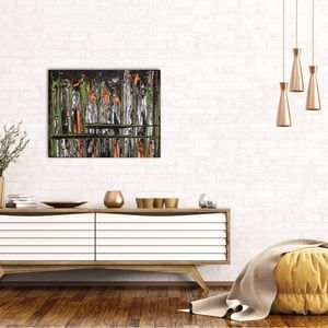 Trash Talk, grungy, green and black, medium size, crowd of people, art painting